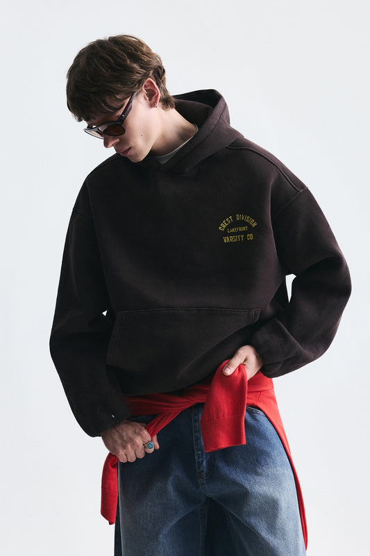 Oversize Baskılı Kapüşonlu Sweatshirt