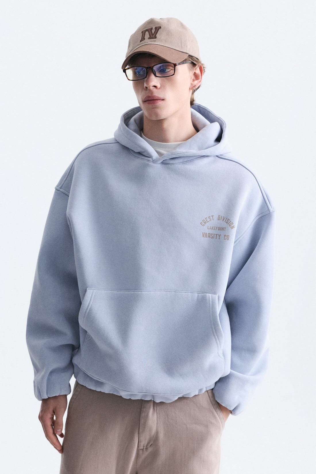 Oversize Baskılı Kapüşonlu Sweatshirt