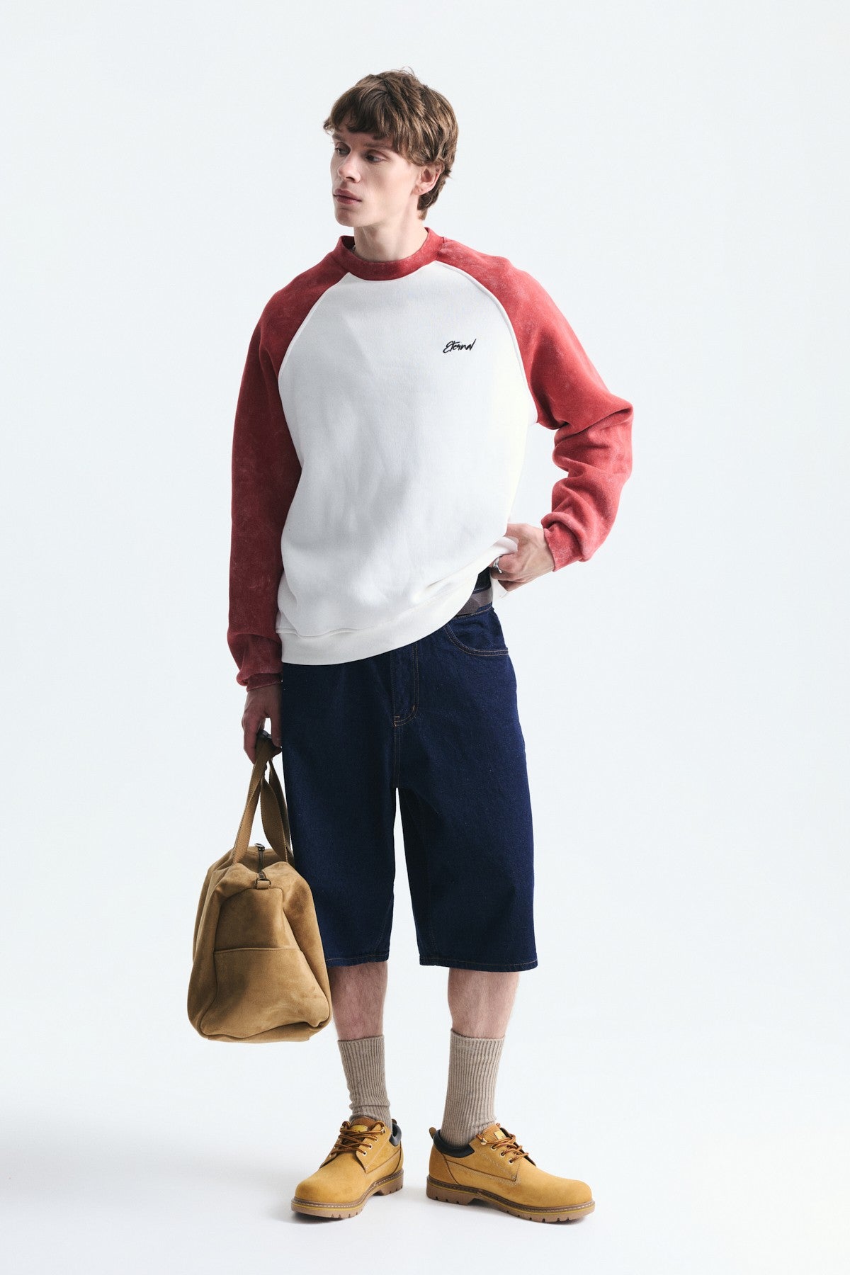 Blok Renkli Bisiklet Yaka Sweatshirt