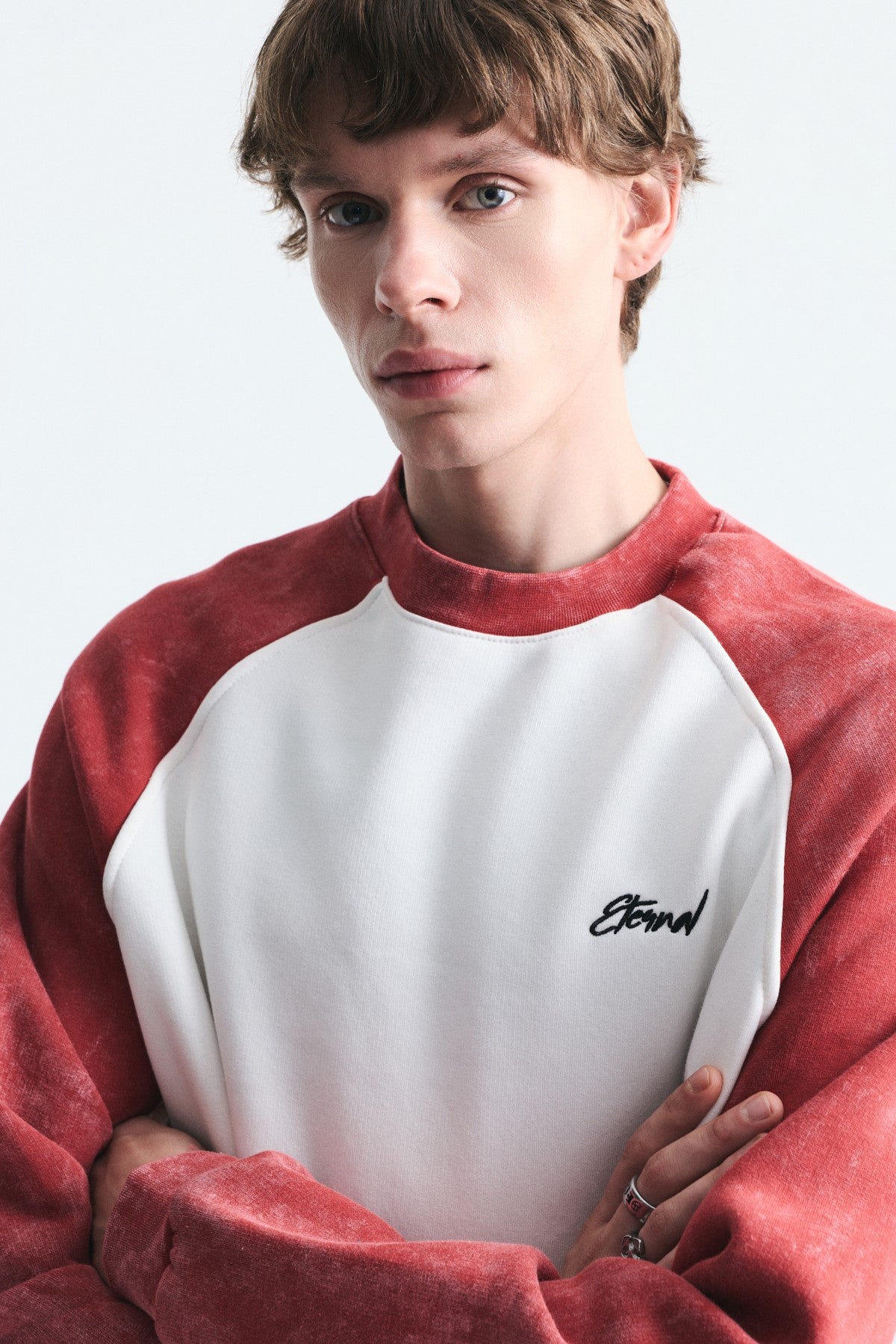 Blok Renkli Bisiklet Yaka Sweatshirt