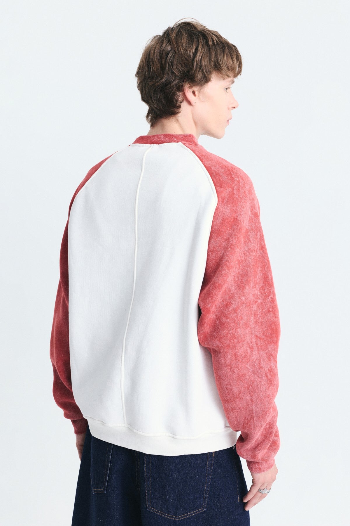 Blok Renkli Bisiklet Yaka Sweatshirt