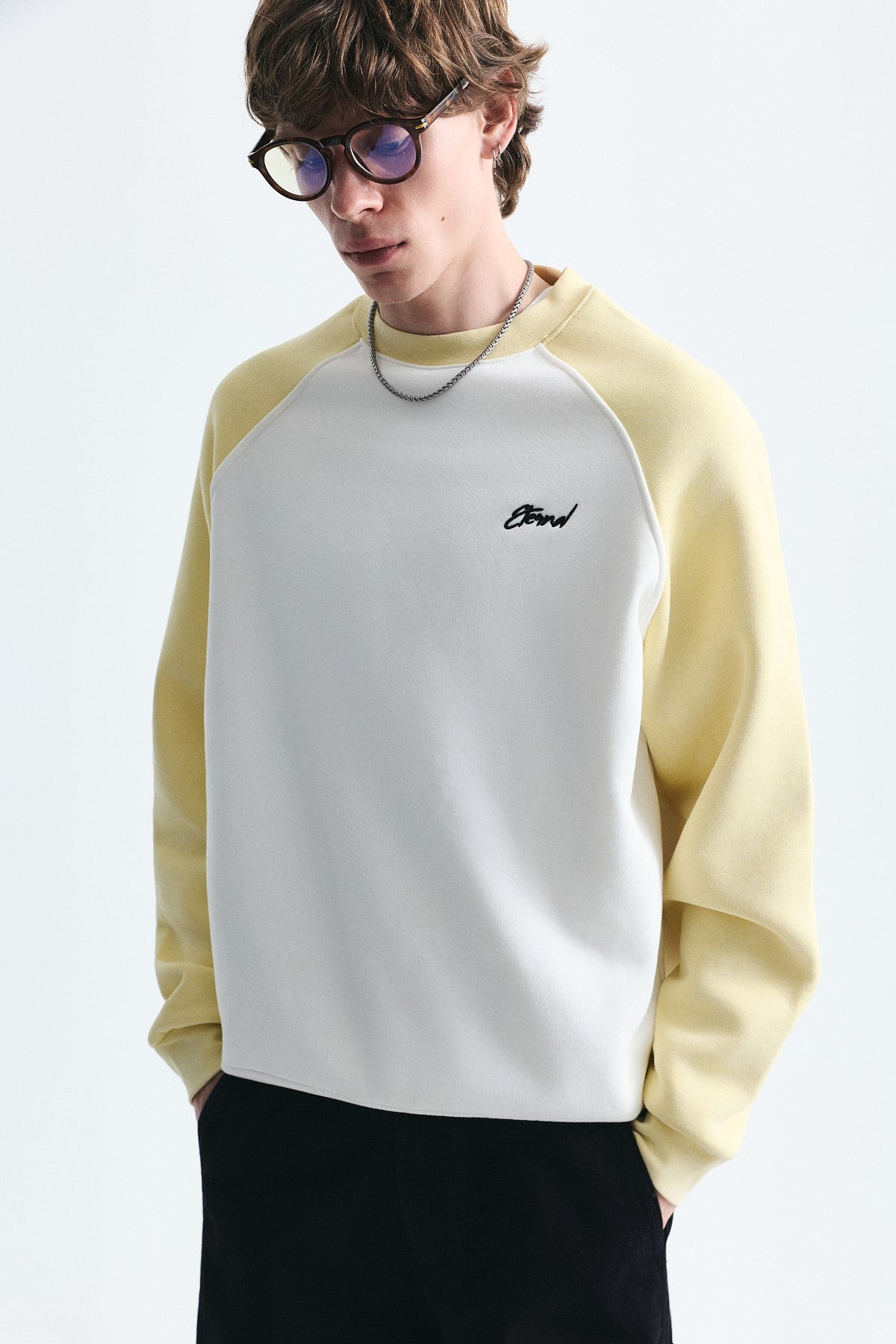 Blok Renkli Bisiklet Yaka Sweatshirt
