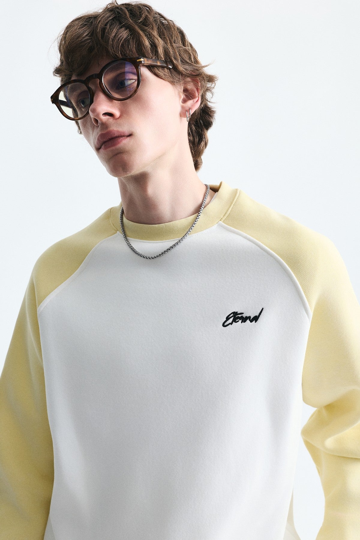 Blok Renkli Bisiklet Yaka Sweatshirt