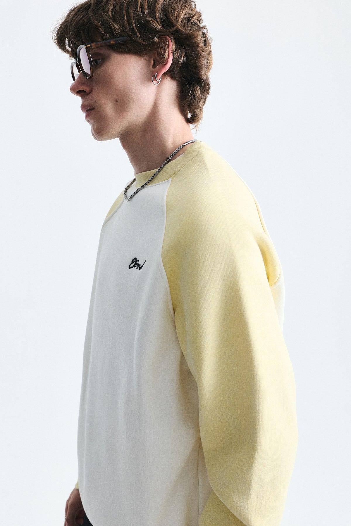 Blok Renkli Bisiklet Yaka Sweatshirt