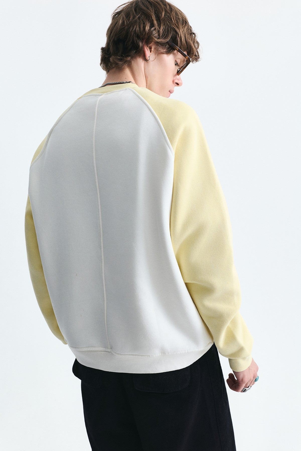 Blok Renkli Bisiklet Yaka Sweatshirt