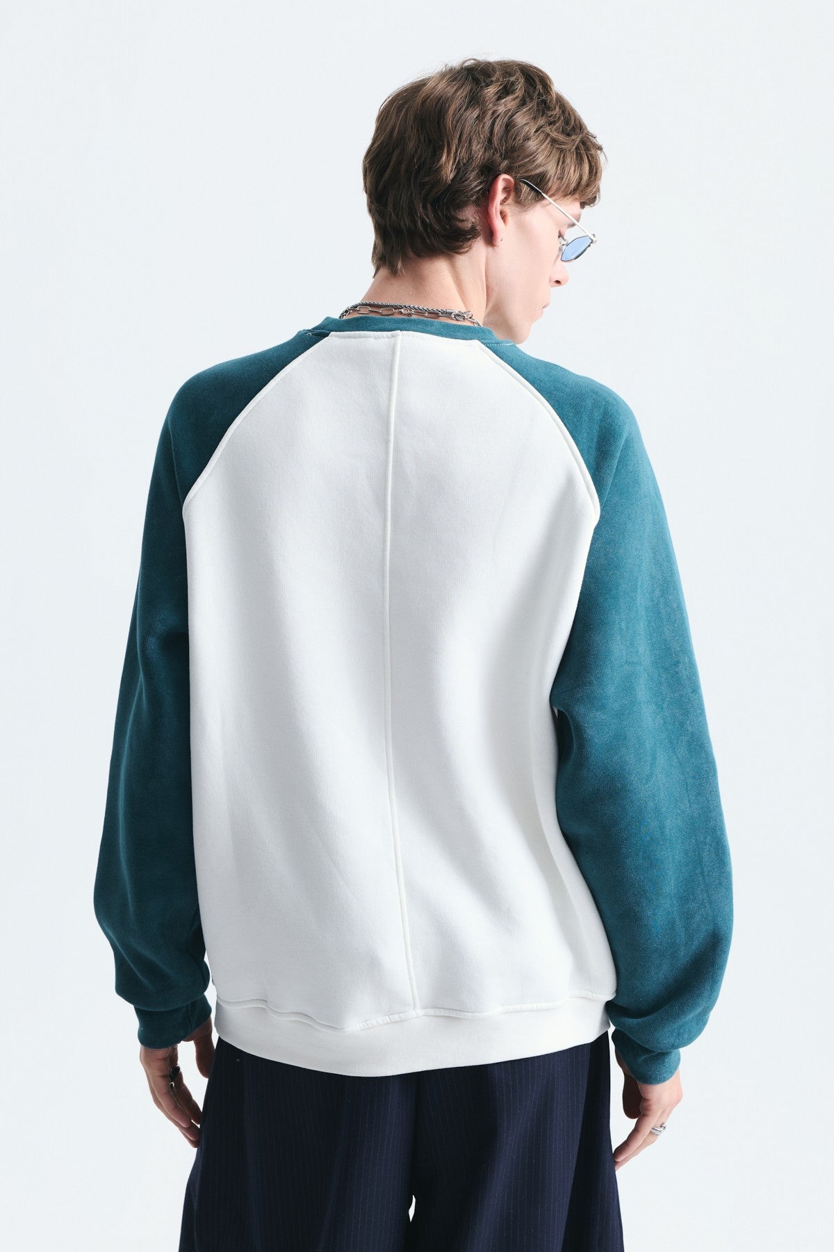 Blok Renkli Bisiklet Yaka Sweatshirt