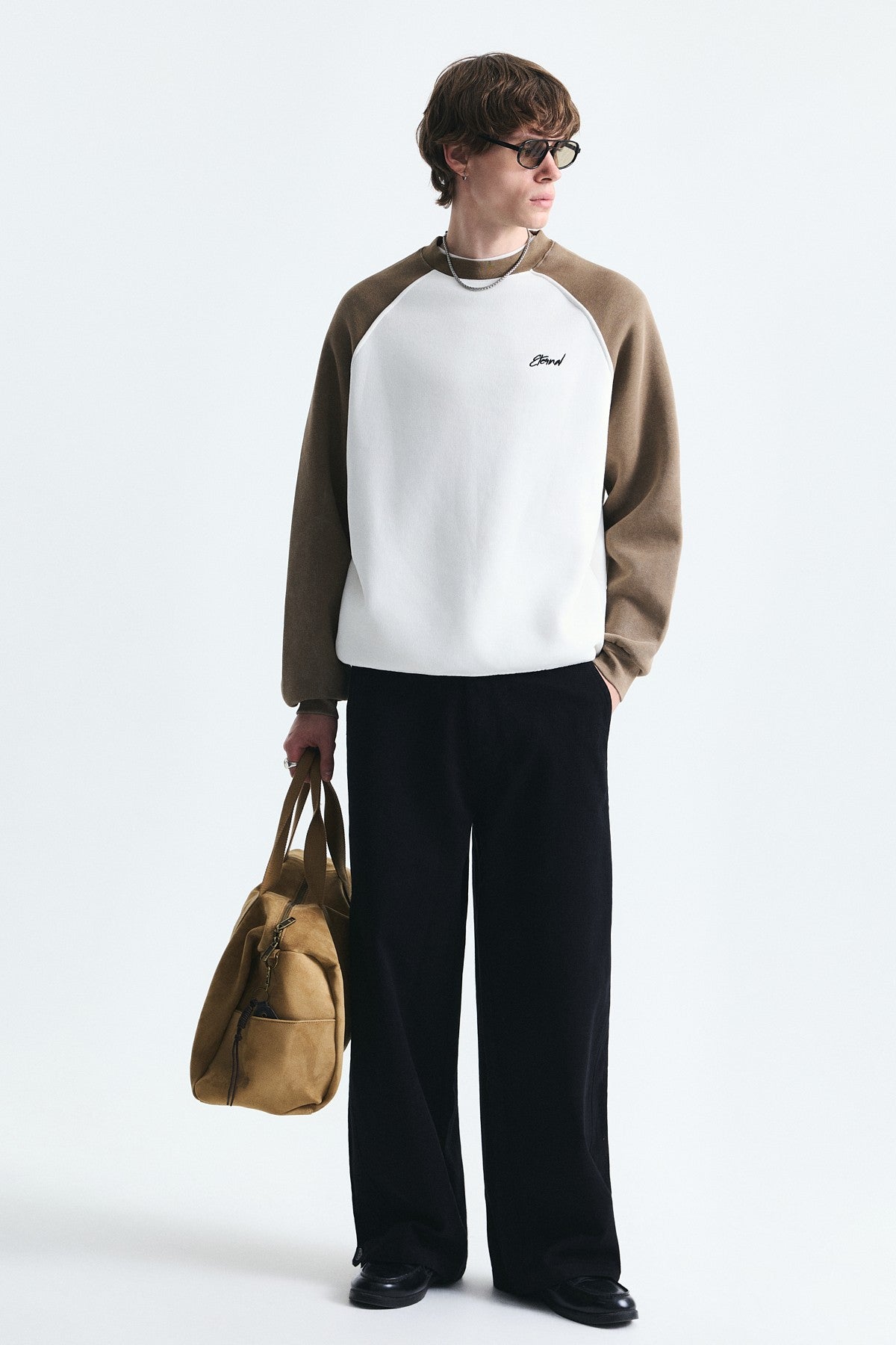 Blok Renkli Bisiklet Yaka Sweatshirt