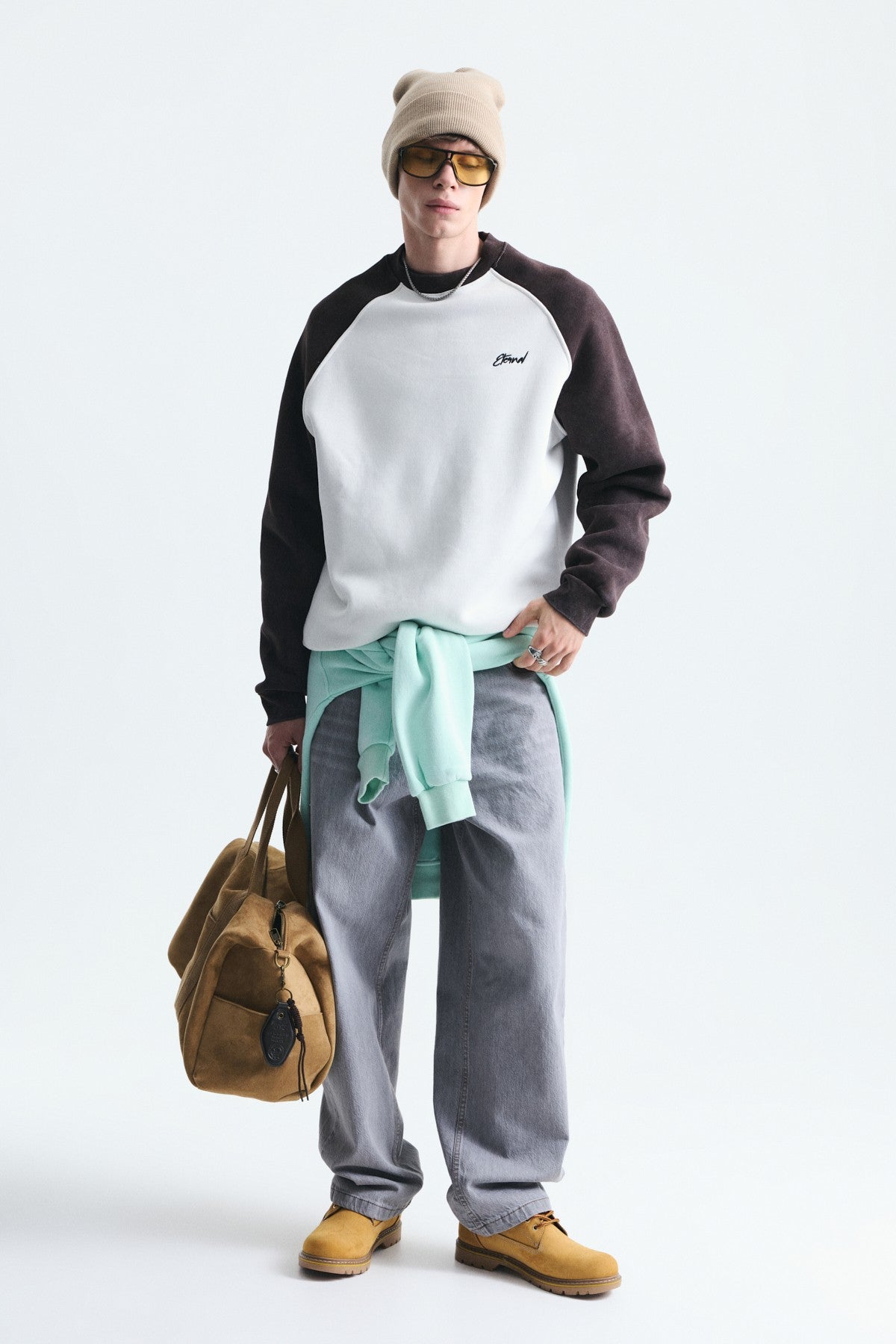 Blok Renkli Bisiklet Yaka Sweatshirt