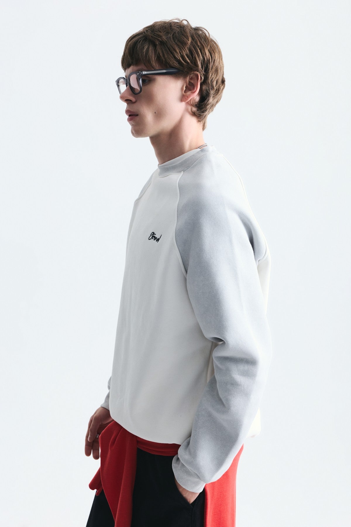 Blok Renkli Bisiklet Yaka Sweatshirt