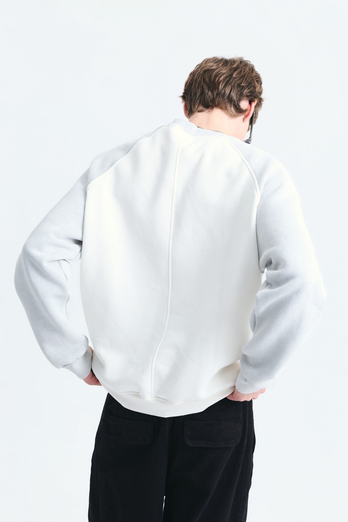 Blok Renkli Bisiklet Yaka Sweatshirt