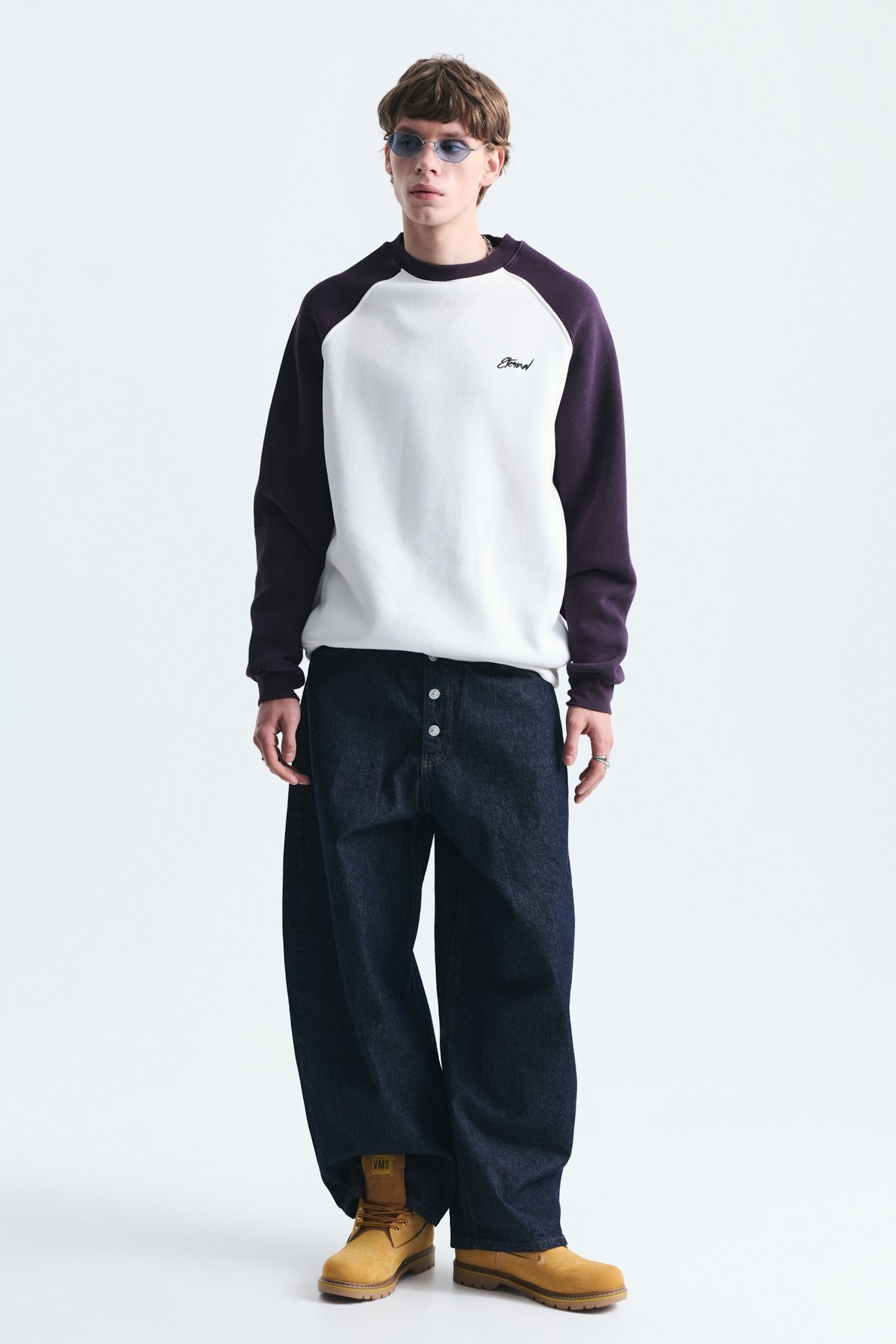 Blok Renkli Bisiklet Yaka Sweatshirt