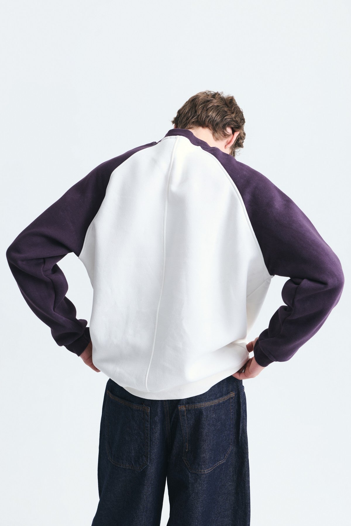 Blok Renkli Bisiklet Yaka Sweatshirt