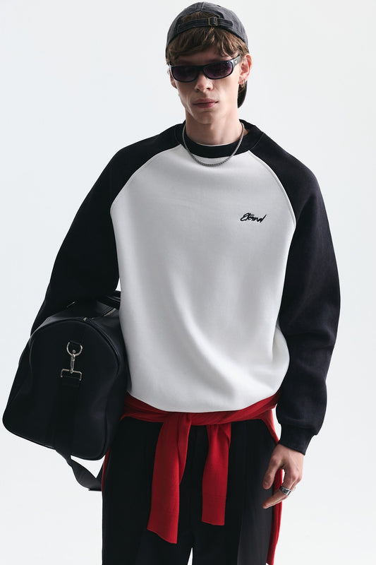 Blok Renkli Bisiklet Yaka Sweatshirt