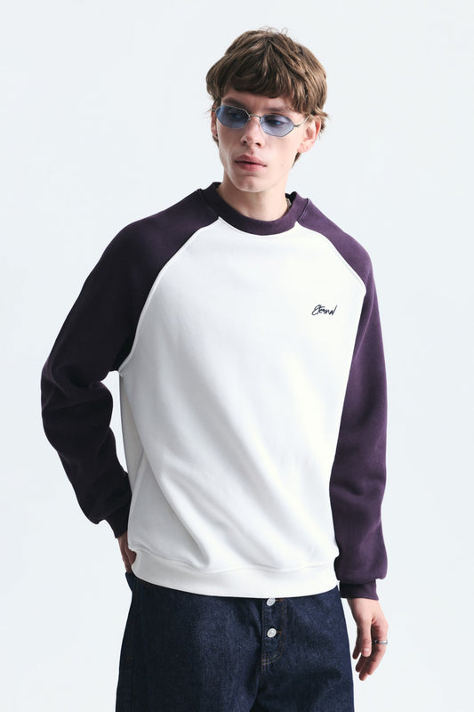 Blok Renkli Bisiklet Yaka Sweatshirt