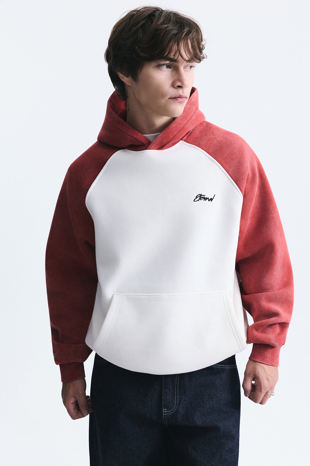 Renk Bloklu Kapüşonlu Sweatshirt