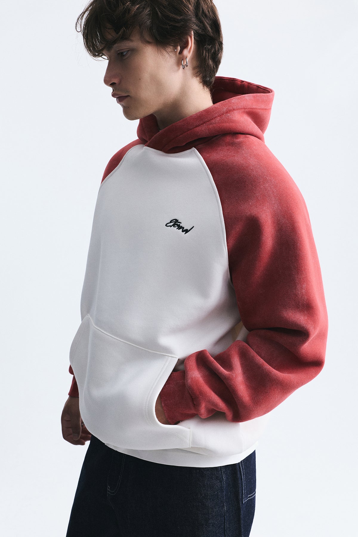 Renk Bloklu Kapüşonlu Sweatshirt