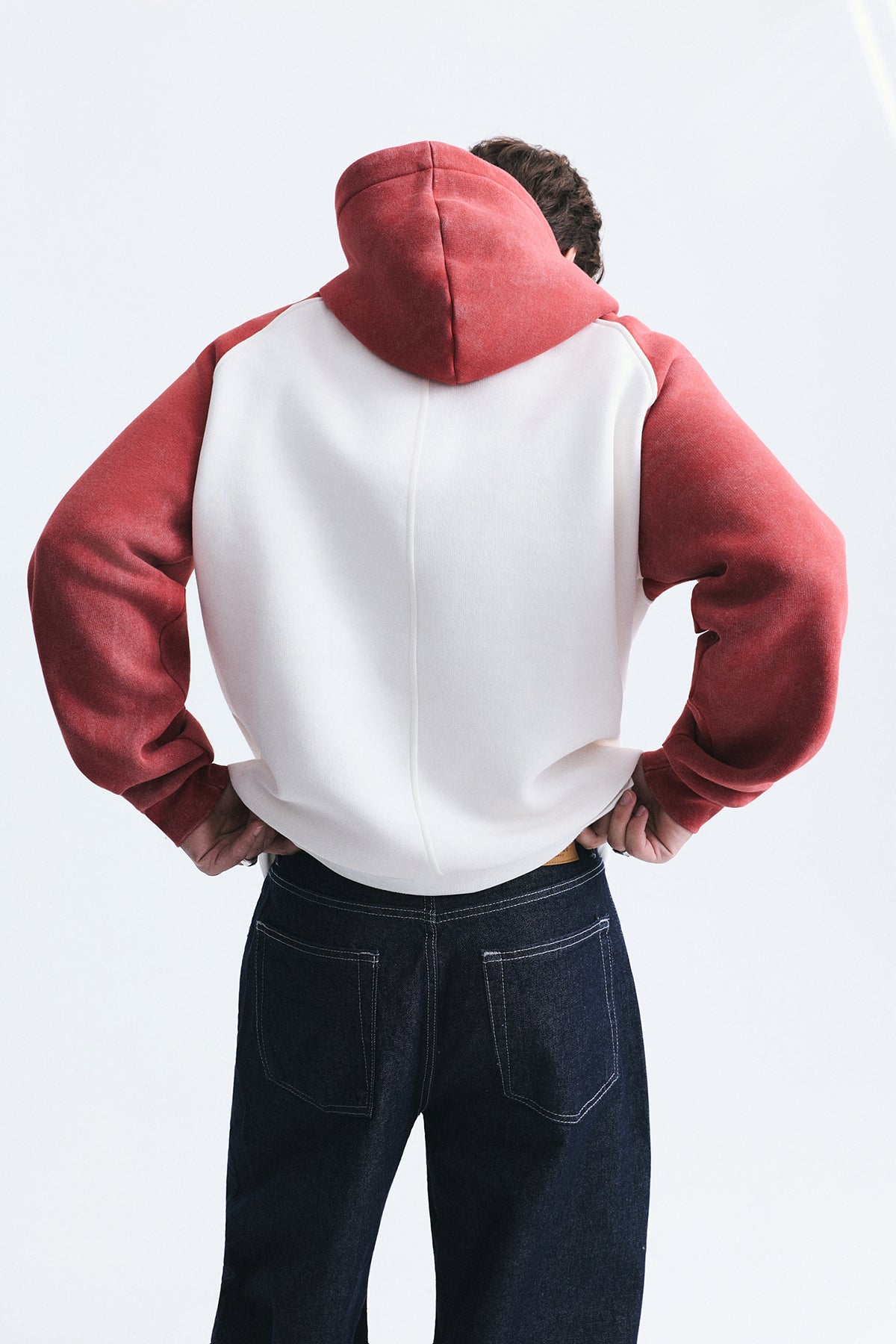 Renk Bloklu Kapüşonlu Sweatshirt