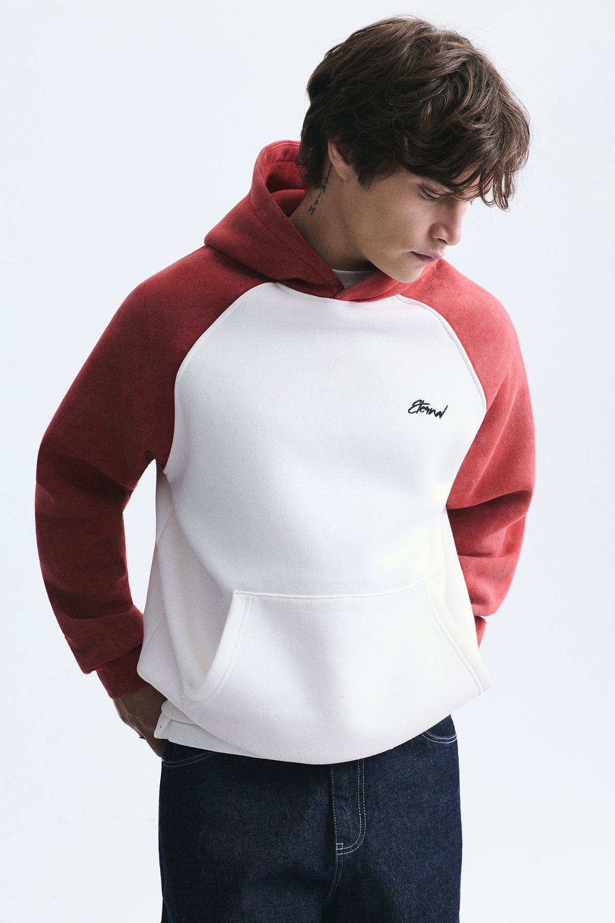 Renk Bloklu Kapüşonlu Sweatshirt