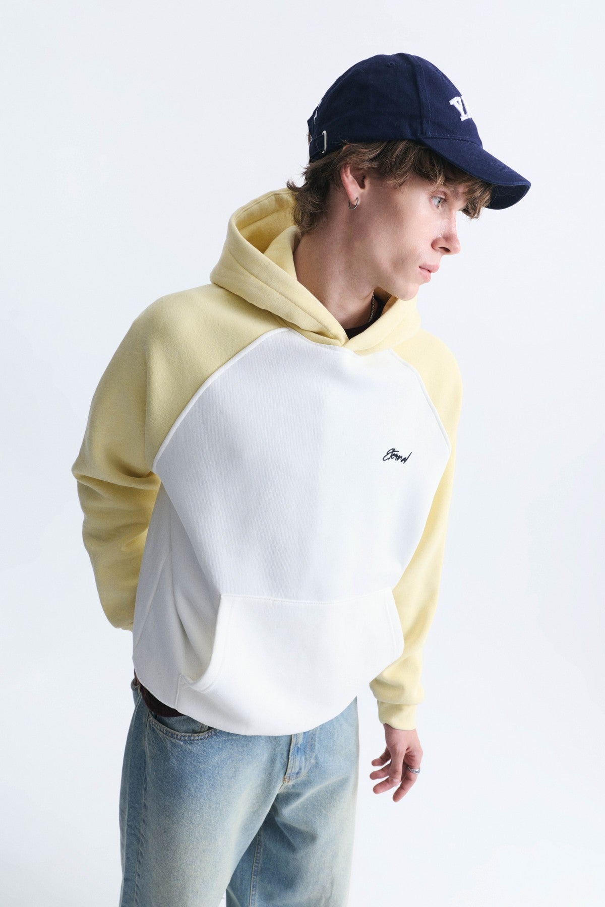 Renk Bloklu Kapüşonlu Sweatshirt