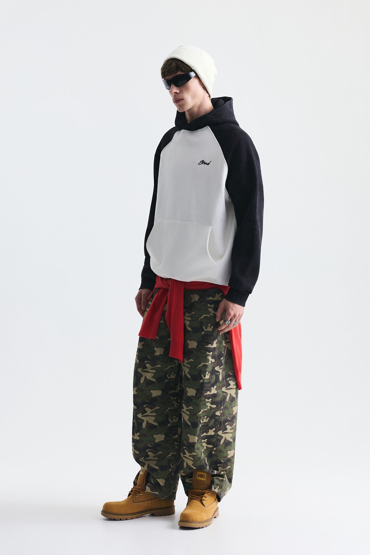 Renk Bloklu Kapüşonlu Sweatshirt