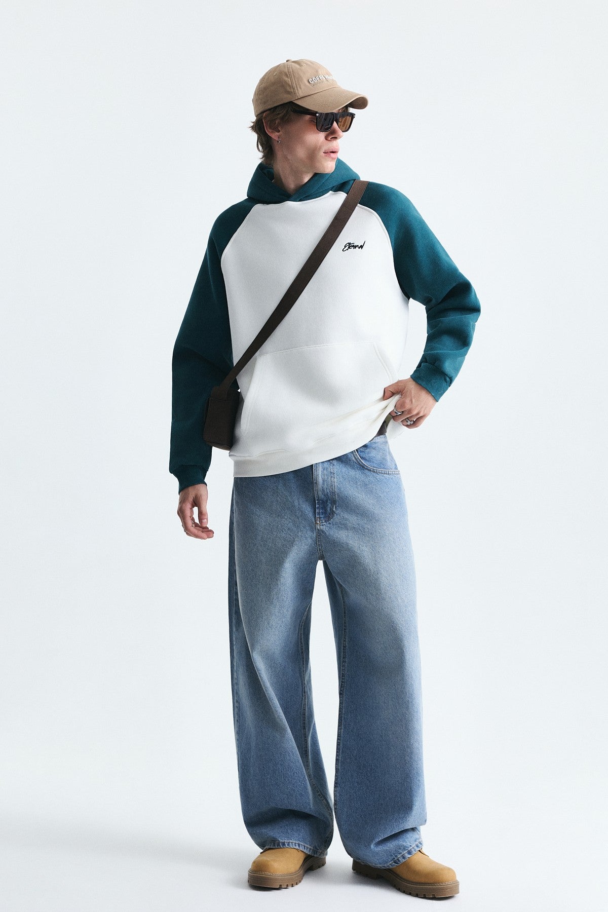 Renk Bloklu Kapüşonlu Sweatshirt