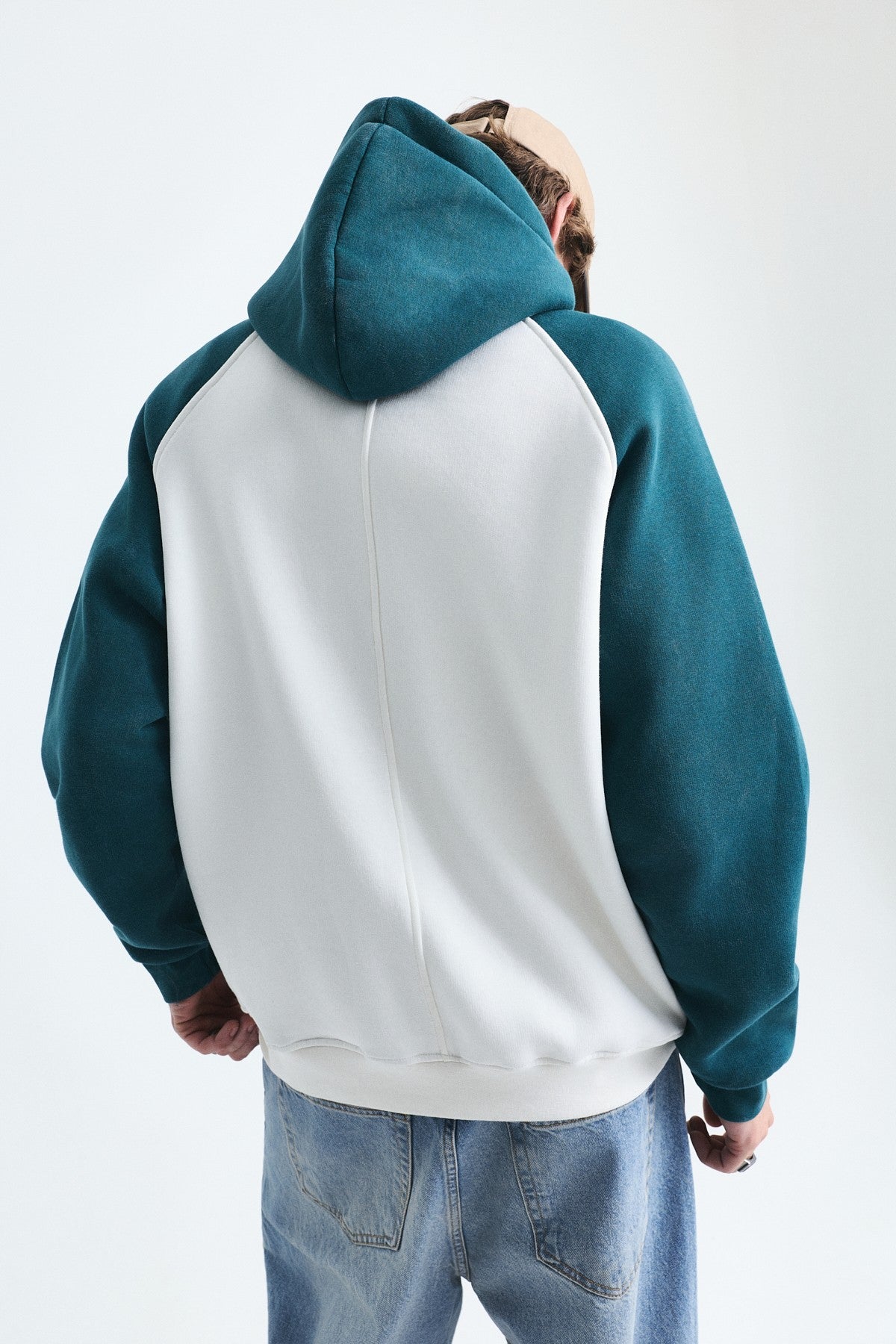 Renk Bloklu Kapüşonlu Sweatshirt
