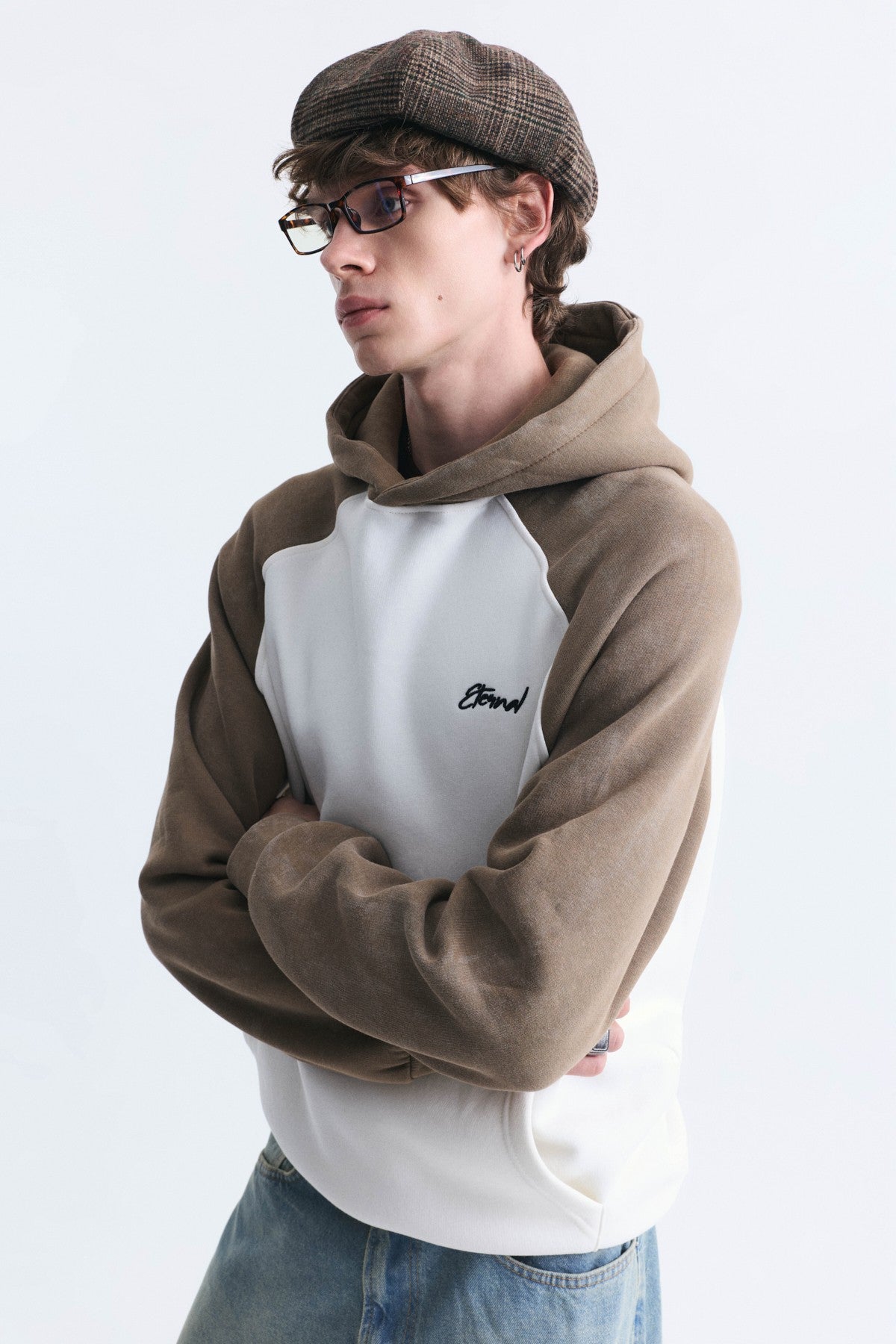 Renk Bloklu Kapüşonlu Sweatshirt