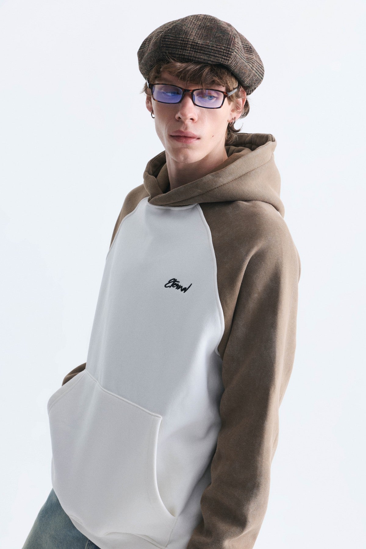 Renk Bloklu Kapüşonlu Sweatshirt