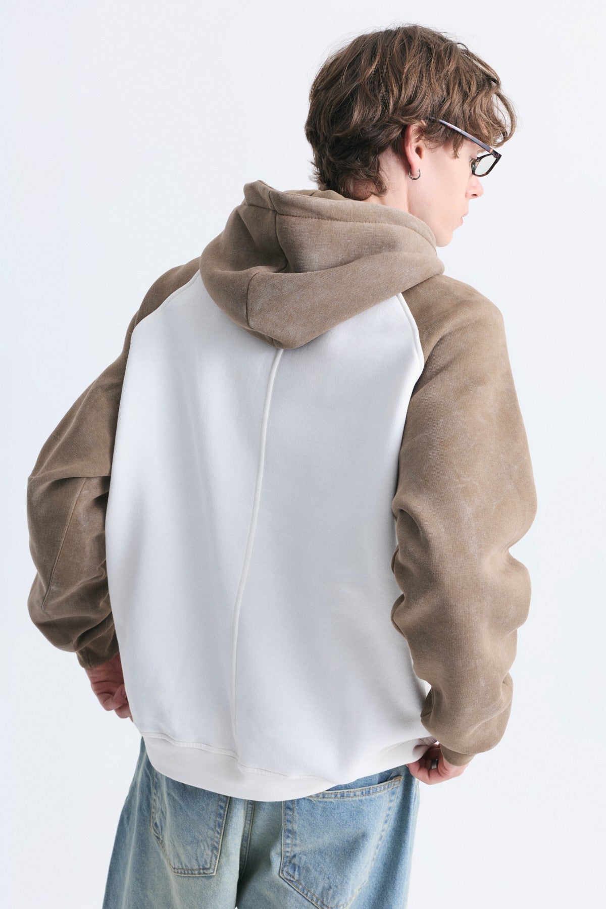 Renk Bloklu Kapüşonlu Sweatshirt