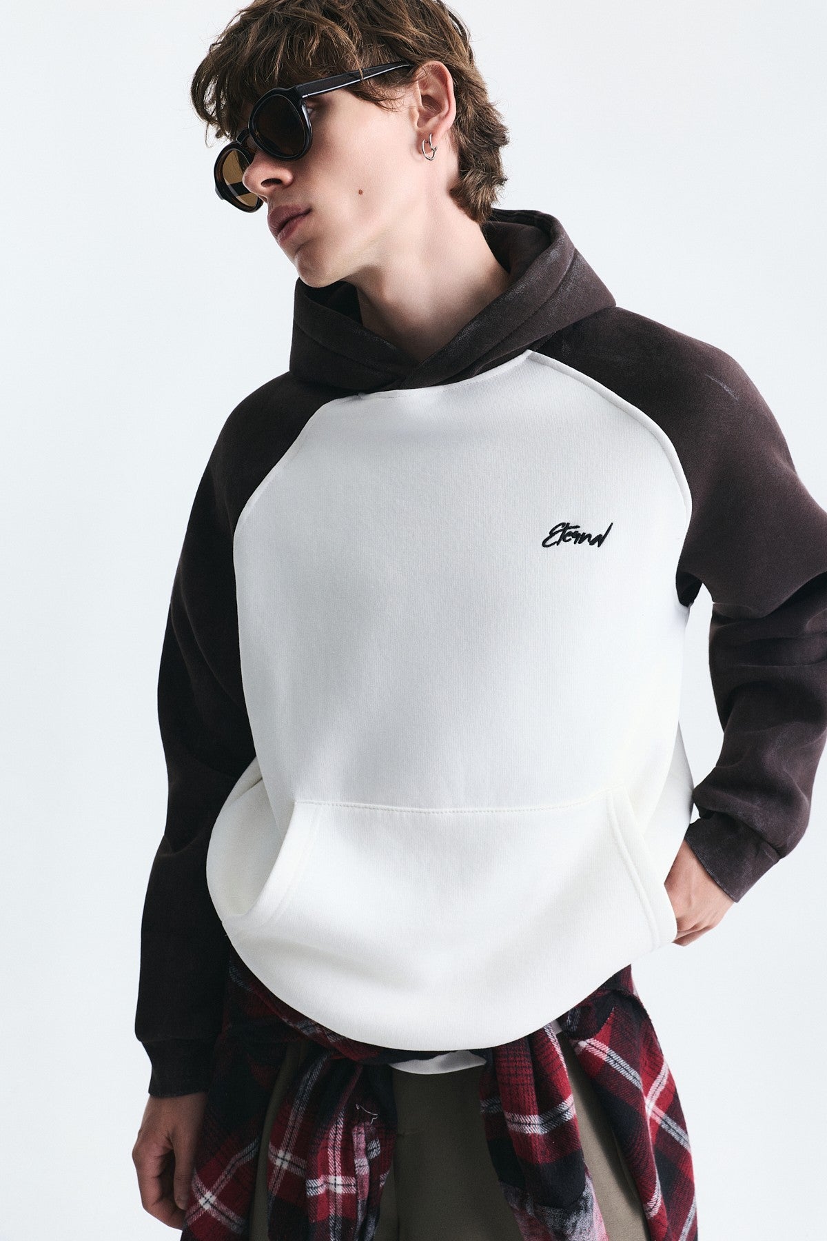 Renk Bloklu Kapüşonlu Sweatshirt