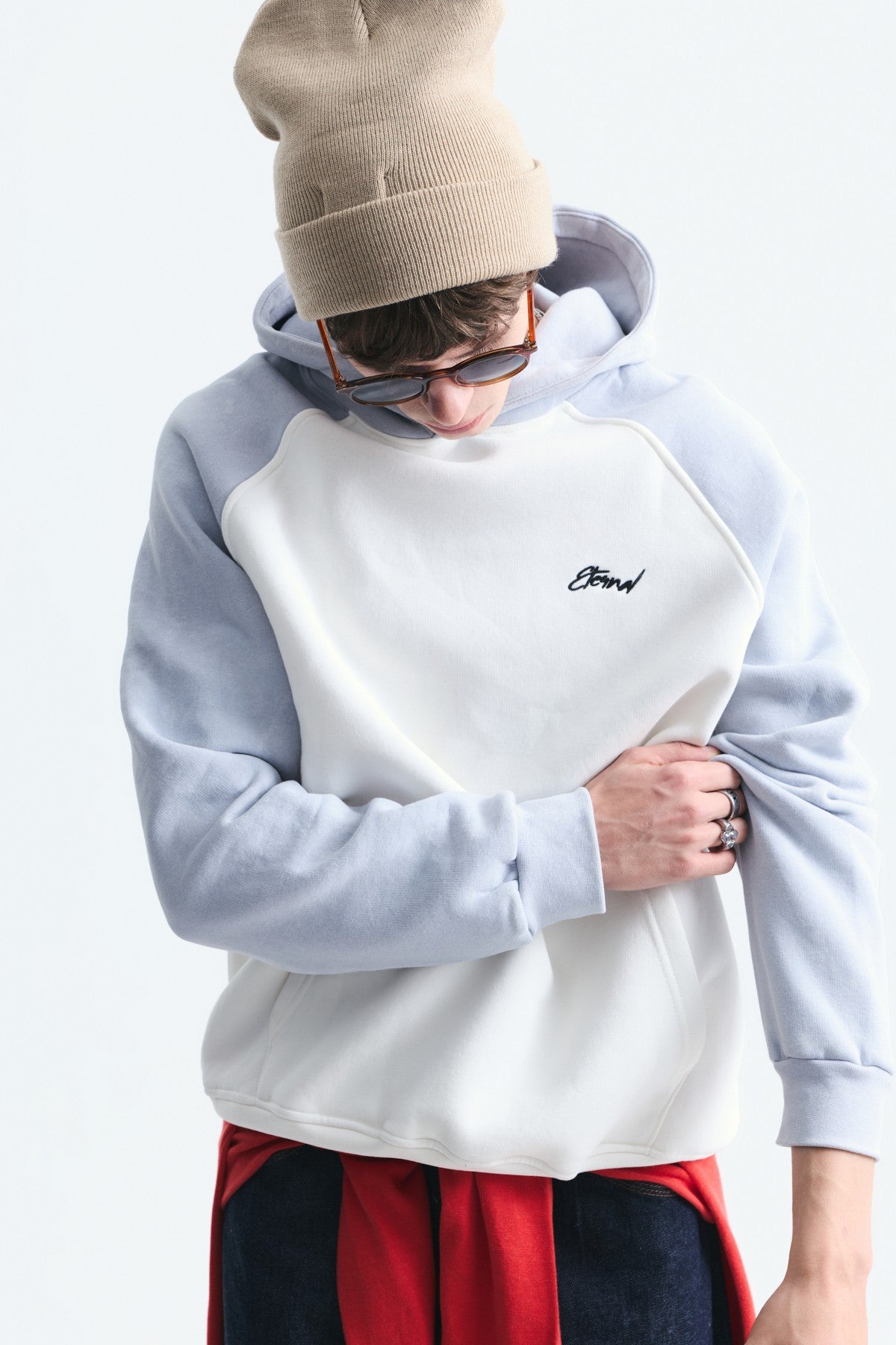 Renk Bloklu Kapüşonlu Sweatshirt