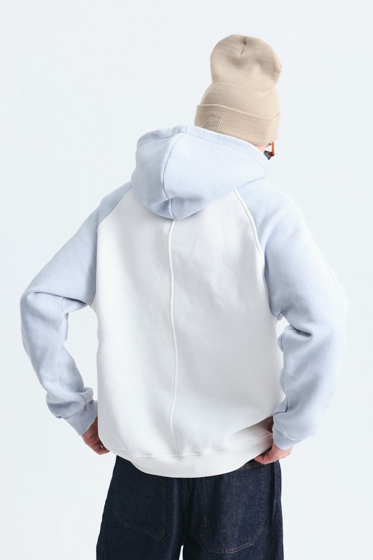 Renk Bloklu Kapüşonlu Sweatshirt
