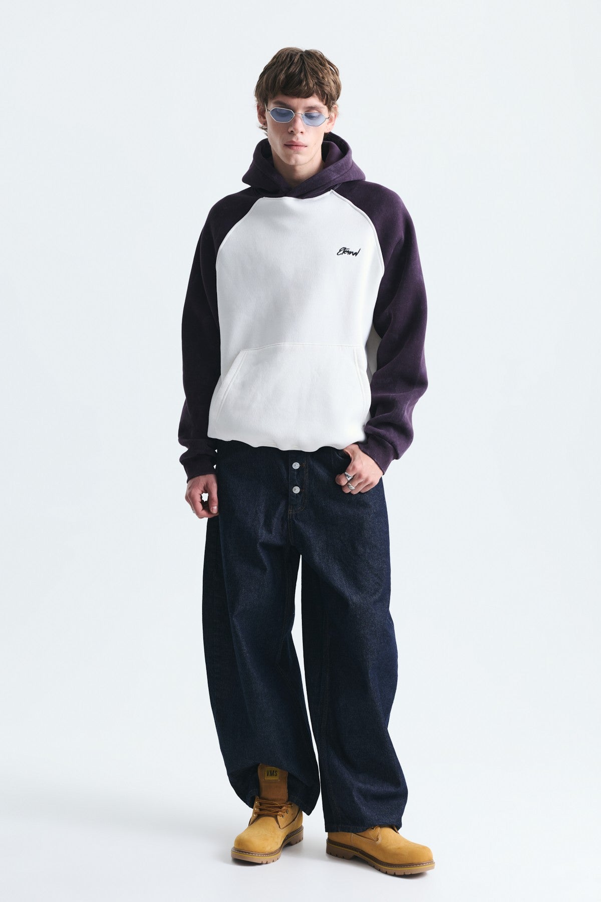 Renk Bloklu Kapüşonlu Sweatshirt