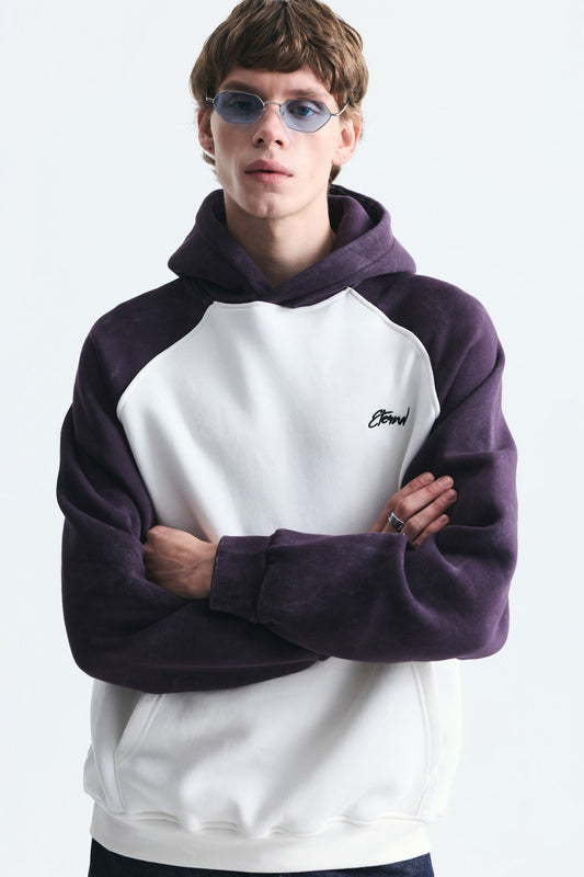 Renk Bloklu Kapüşonlu Sweatshirt