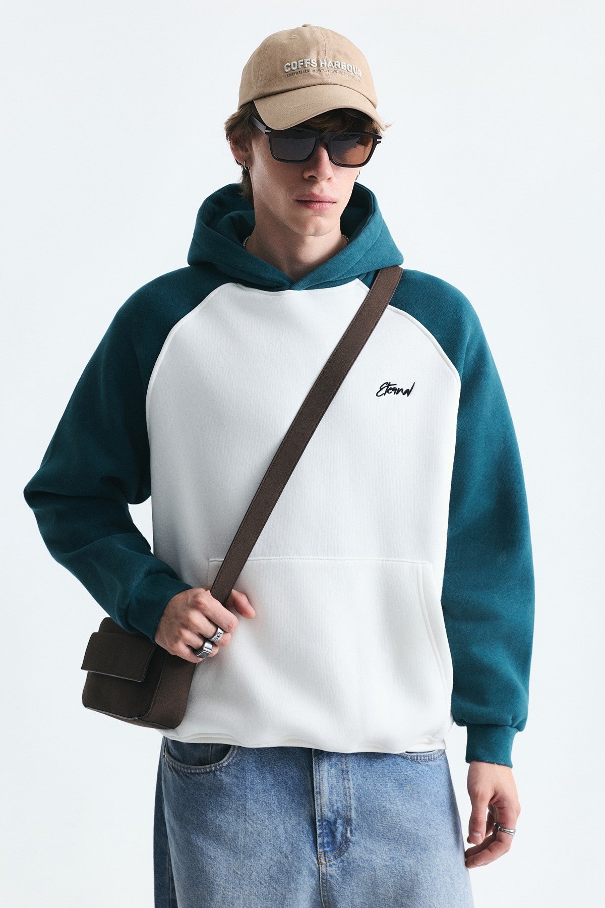 Renk Bloklu Kapüşonlu Sweatshirt