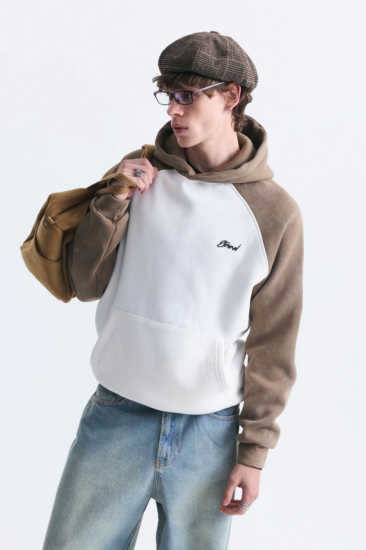 Renk Bloklu Kapüşonlu Sweatshirt