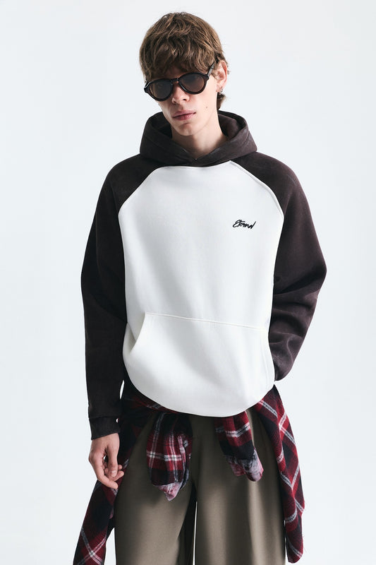 Renk Bloklu Kapüşonlu Sweatshirt