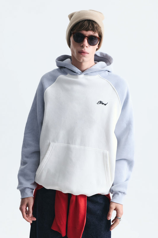 Renk Bloklu Kapüşonlu Sweatshirt