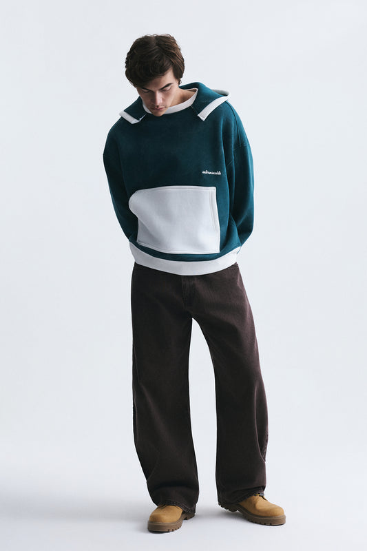 Blok Renkli Oversize Sweatshirt