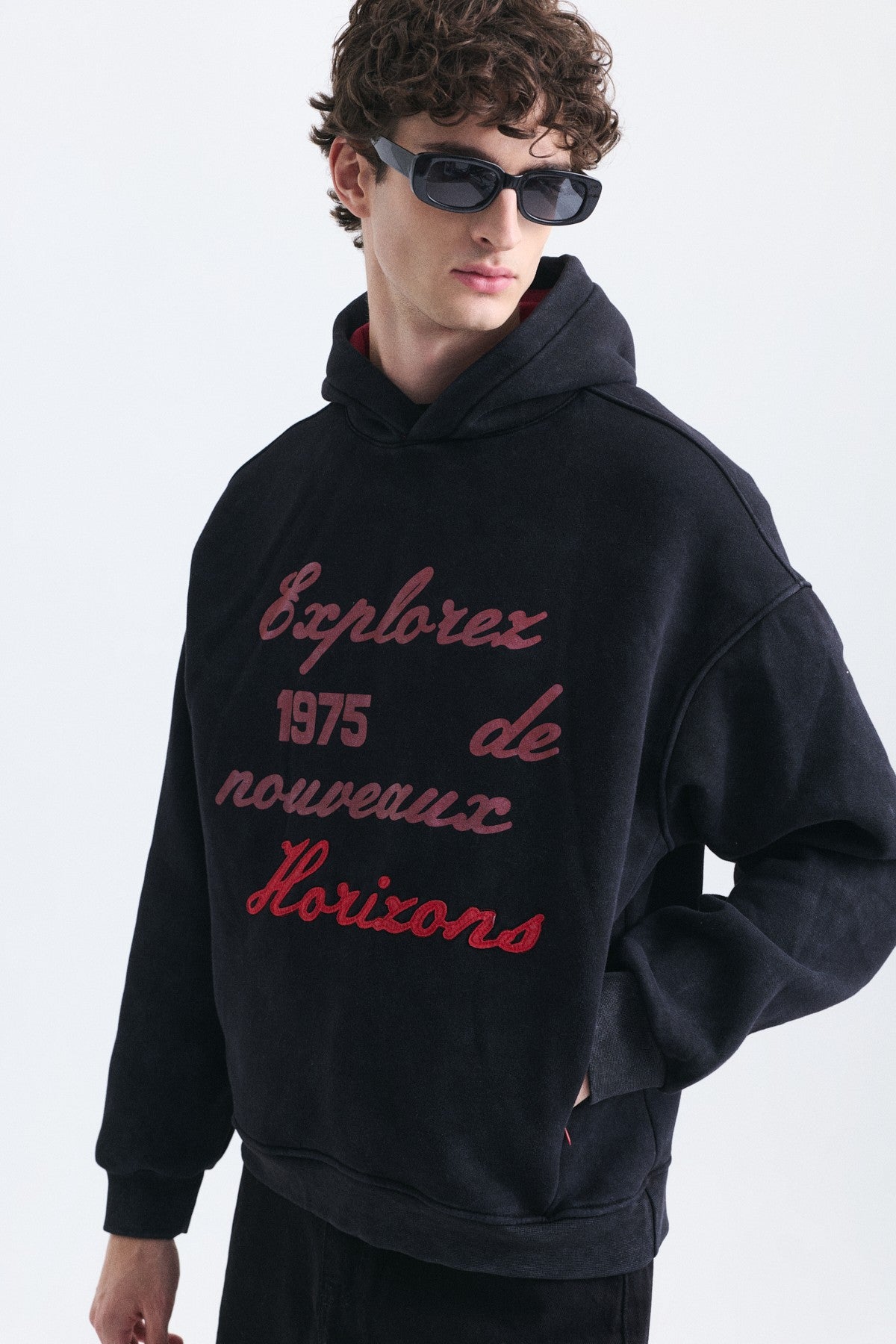 Oversize Baskılı Yıkamalı Sweatshirt