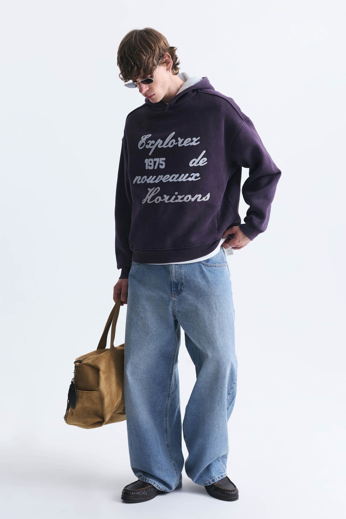 Oversize Baskılı Yıkamalı Sweatshirt