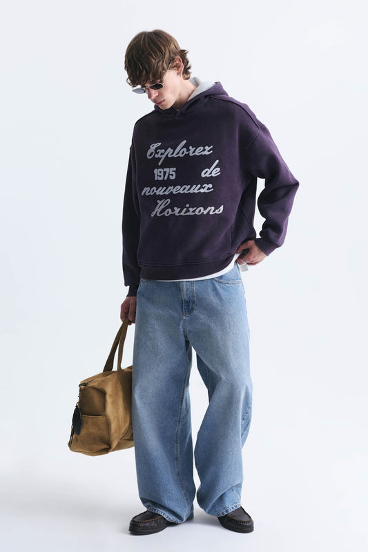 Oversize Baskılı Yıkamalı Sweatshirt