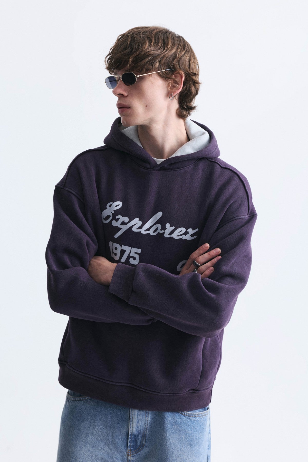 Oversize Baskılı Yıkamalı Sweatshirt