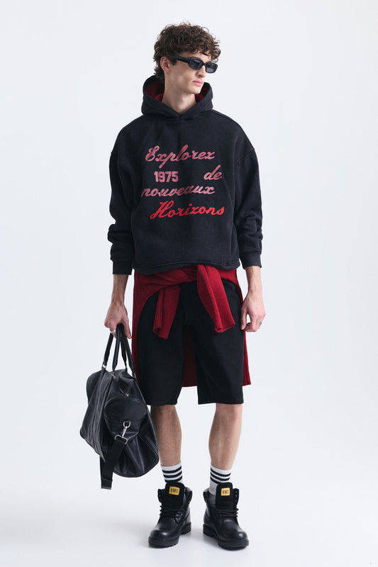 Oversize Baskılı Yıkamalı Sweatshirt