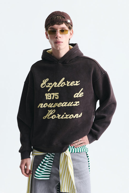 Oversize Baskılı Yıkamalı Sweatshirt