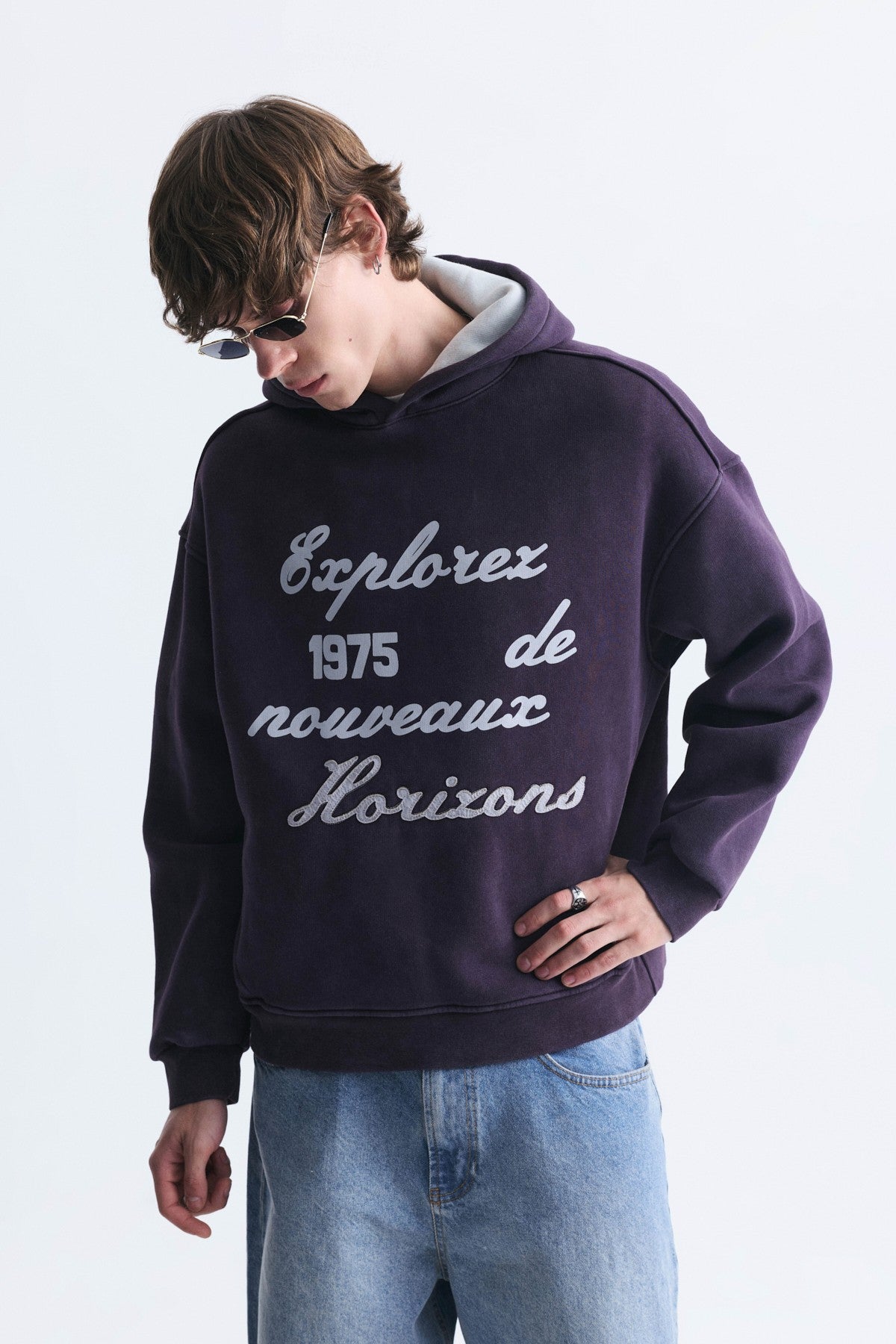 Oversize Baskılı Yıkamalı Sweatshirt