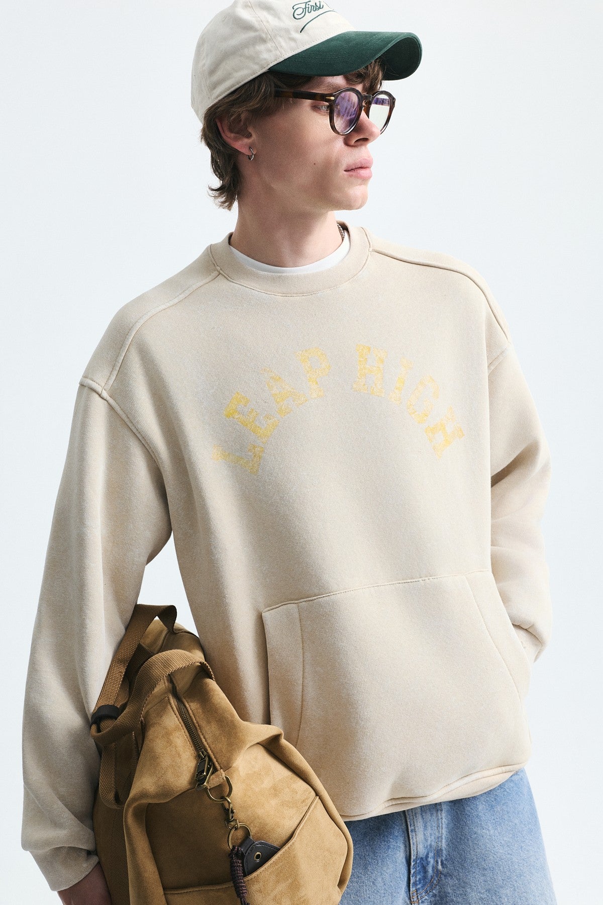 Yıkamalı Yazılı Oversize Sweatshirt