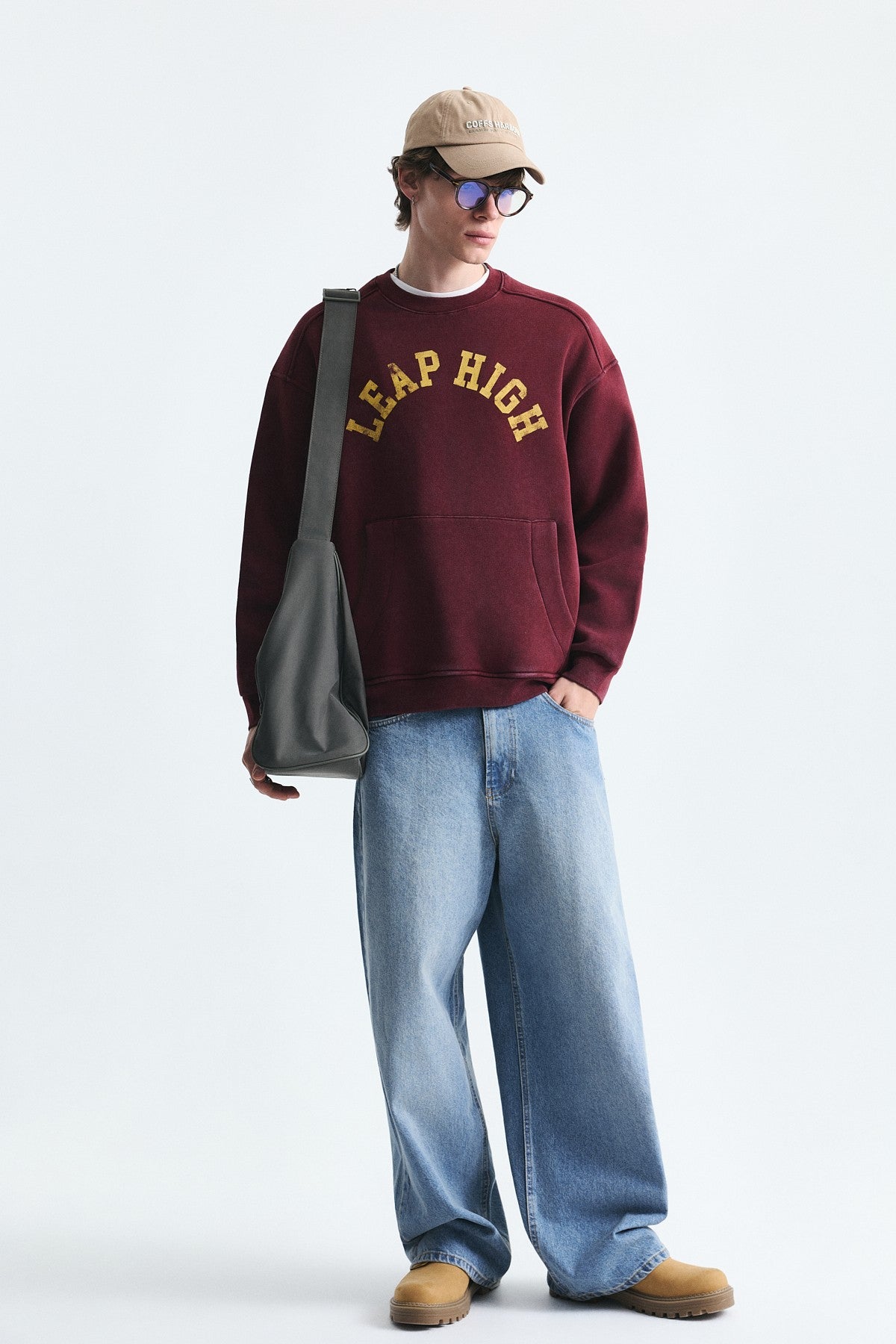 Yıkamalı Yazılı Oversize Sweatshirt