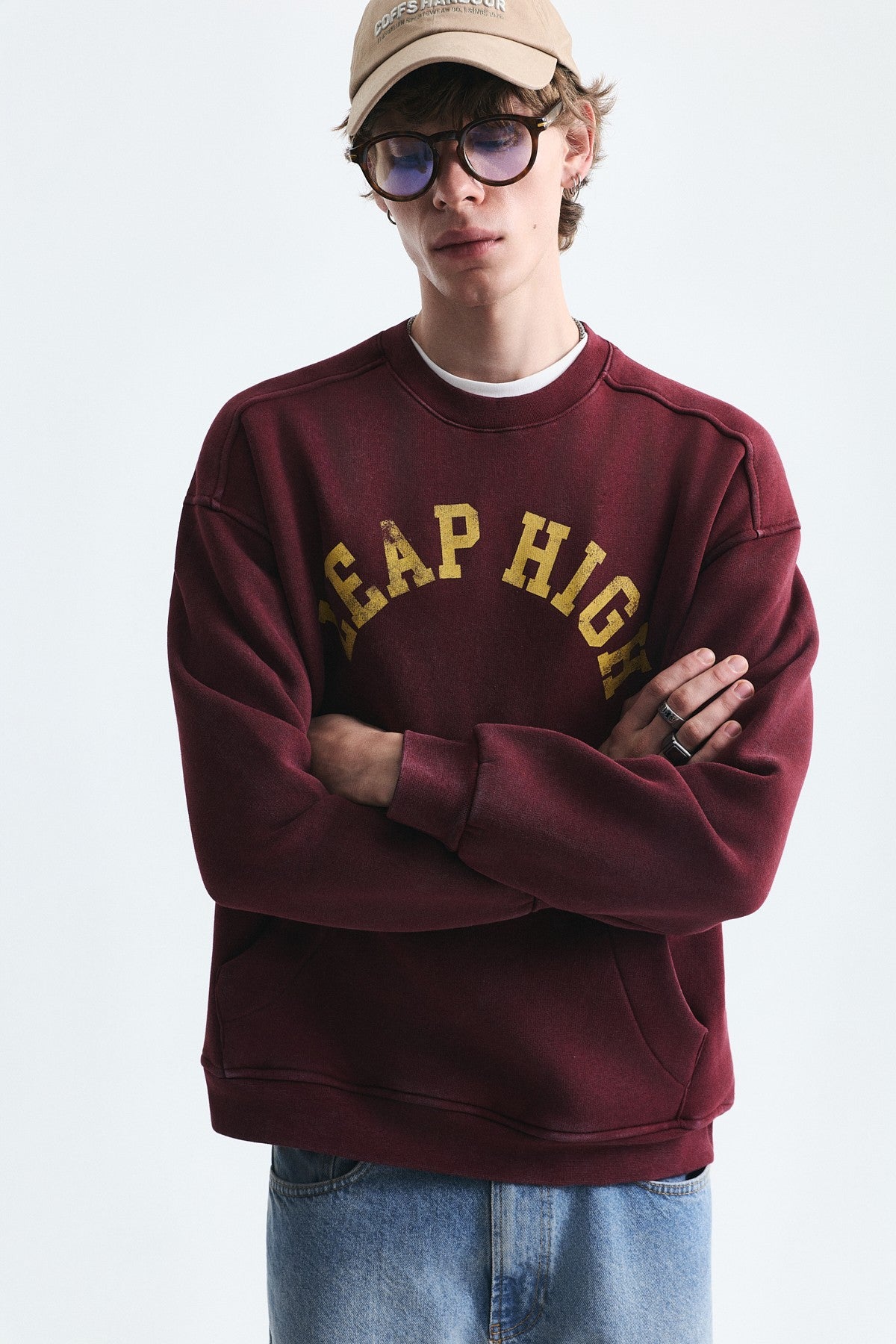 Yıkamalı Yazılı Oversize Sweatshirt