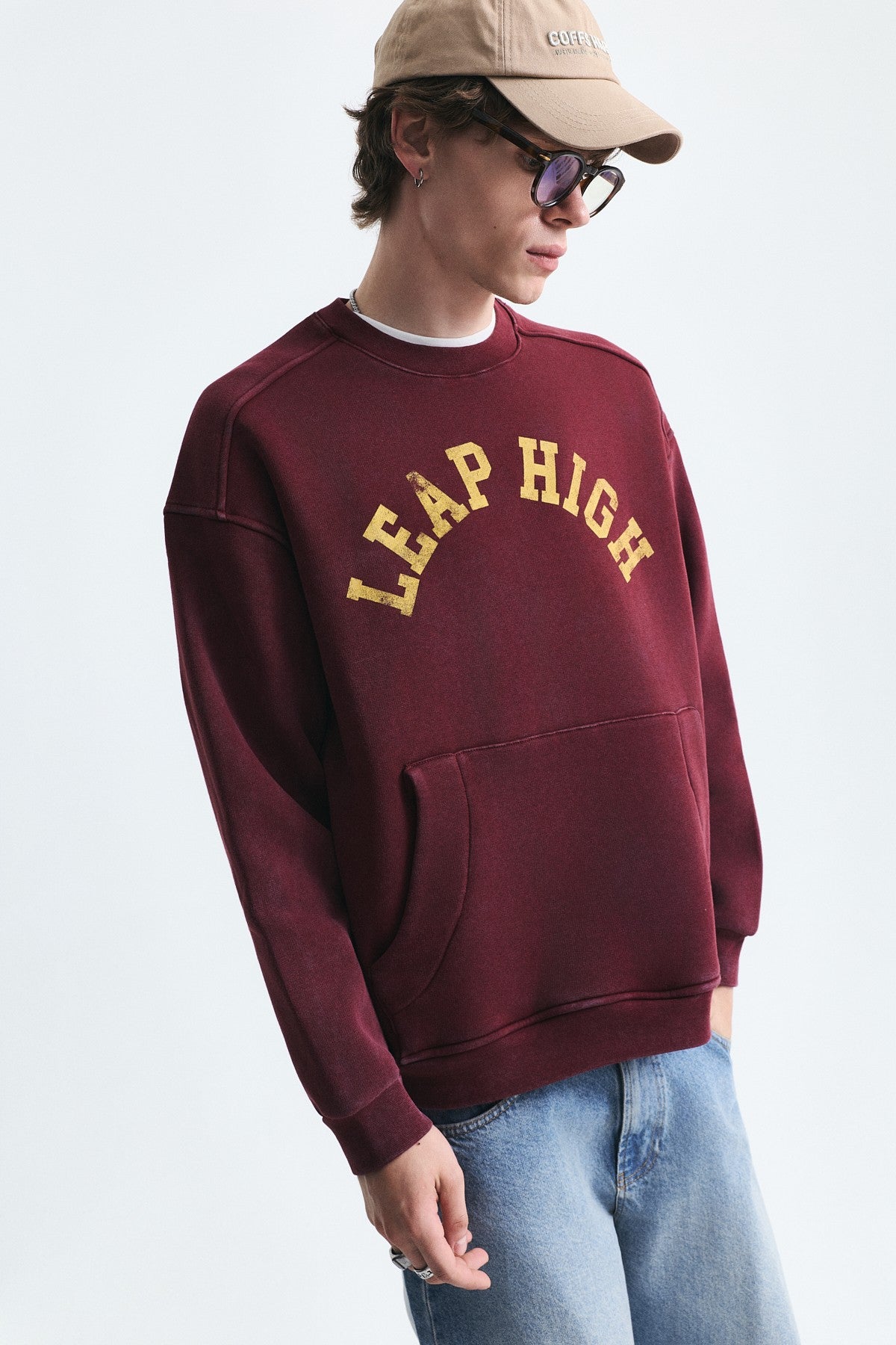 Yıkamalı Yazılı Oversize Sweatshirt